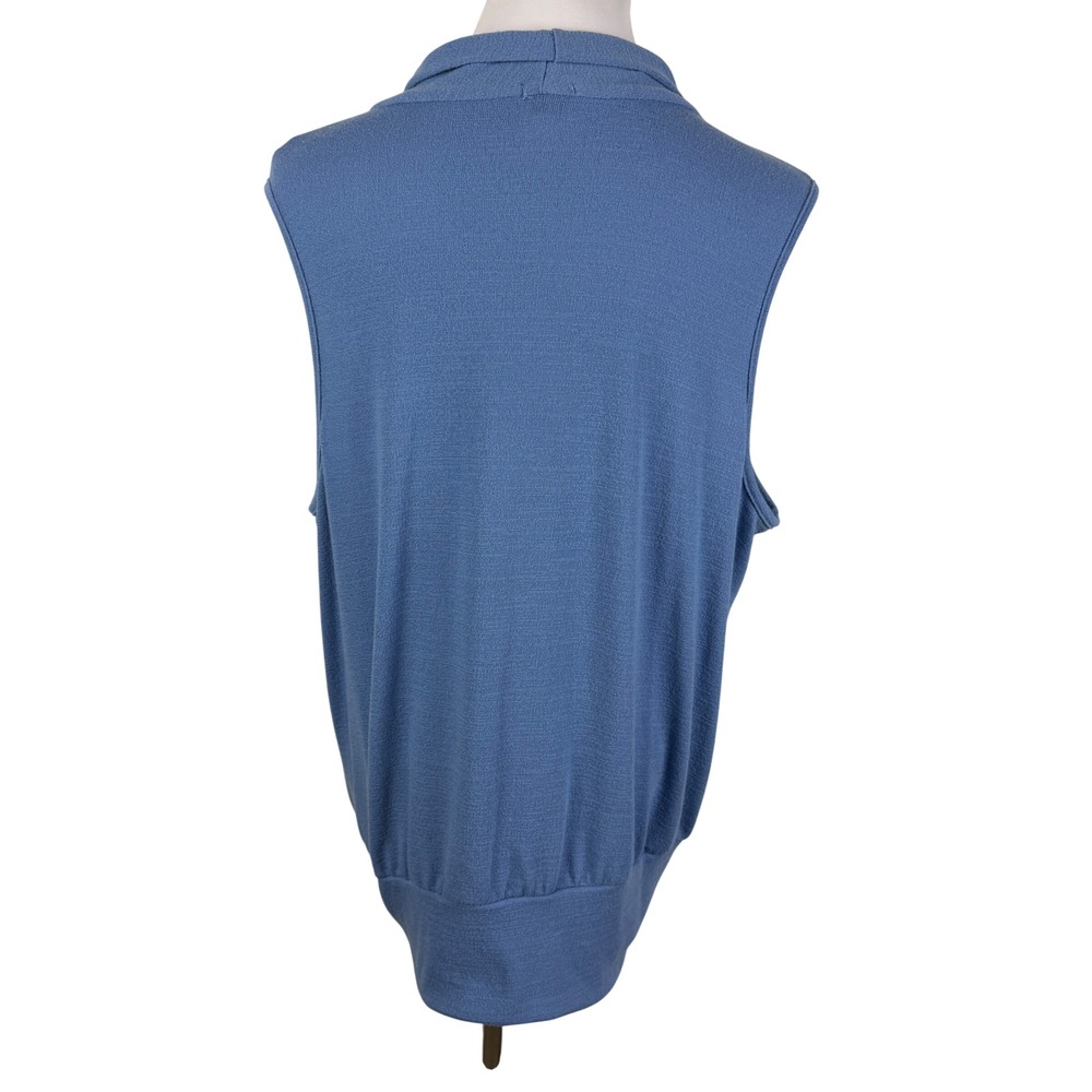 Ava James Women's 1X Blue‎ Surplice Wrap Sleeveless Banded Hem Top - Picture 4 of 7